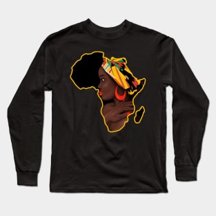 Africa Queen Mother Africa Melanin Kente Pattern Long Sleeve T-Shirt